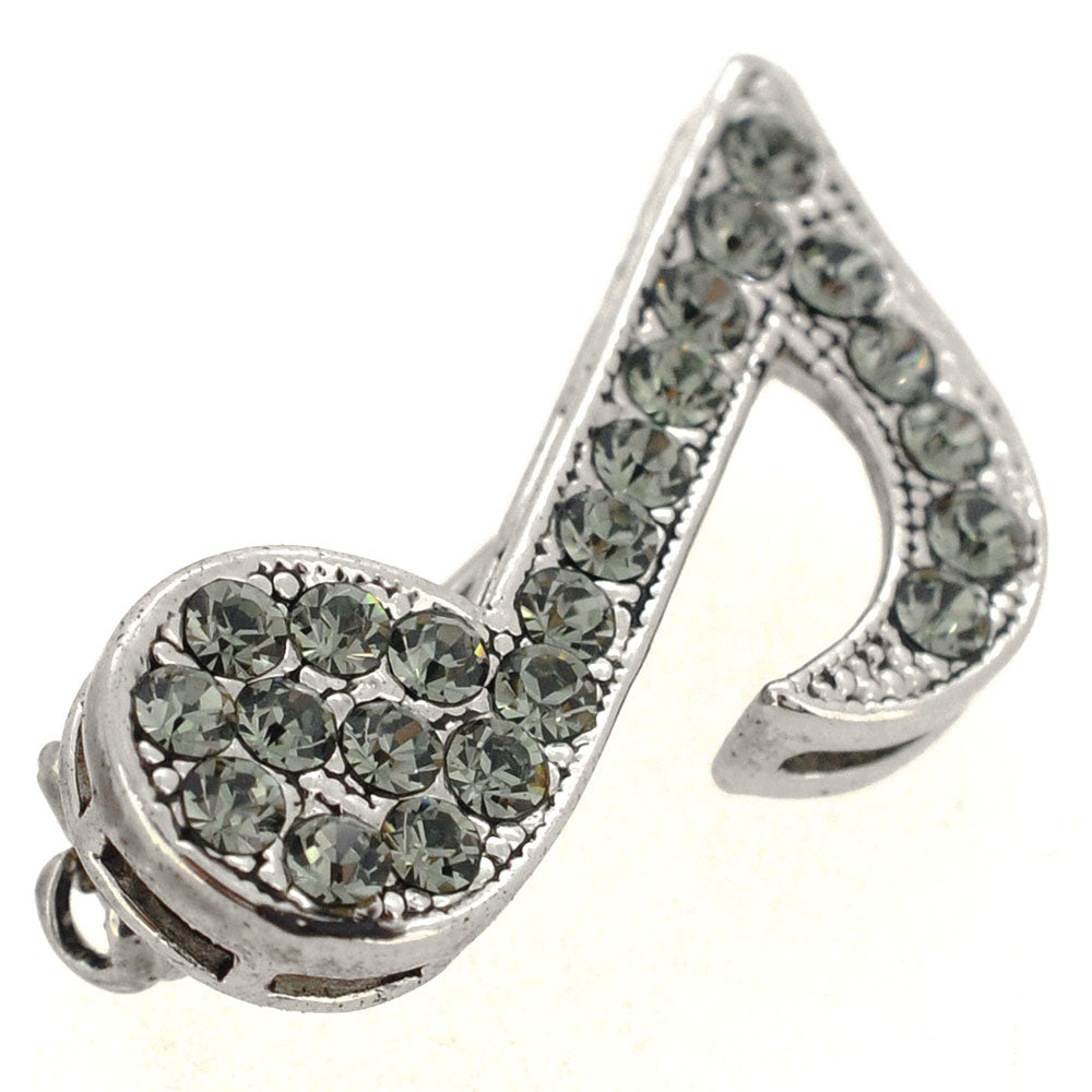 Black Musical Note Swarovski Crystal Pin Brooch
