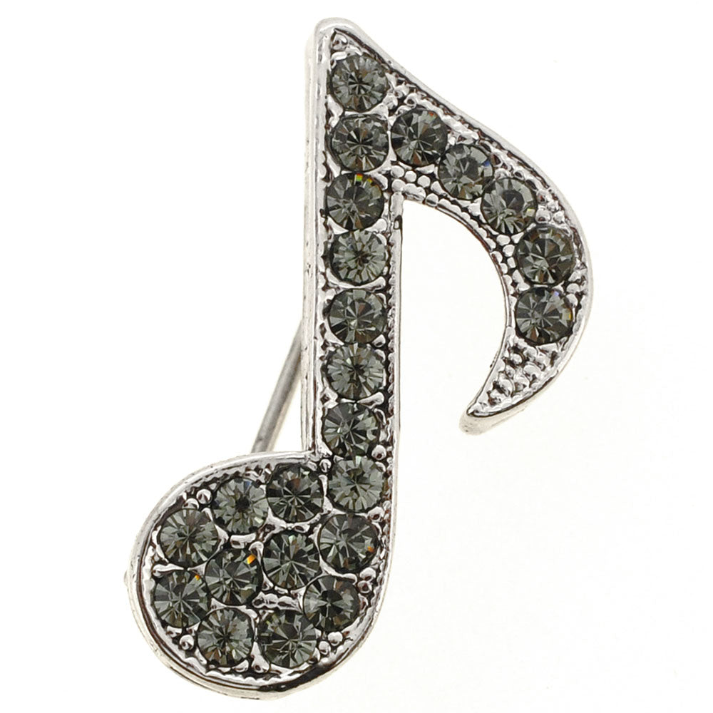 Black Musical Note Swarovski Crystal Pin Brooch