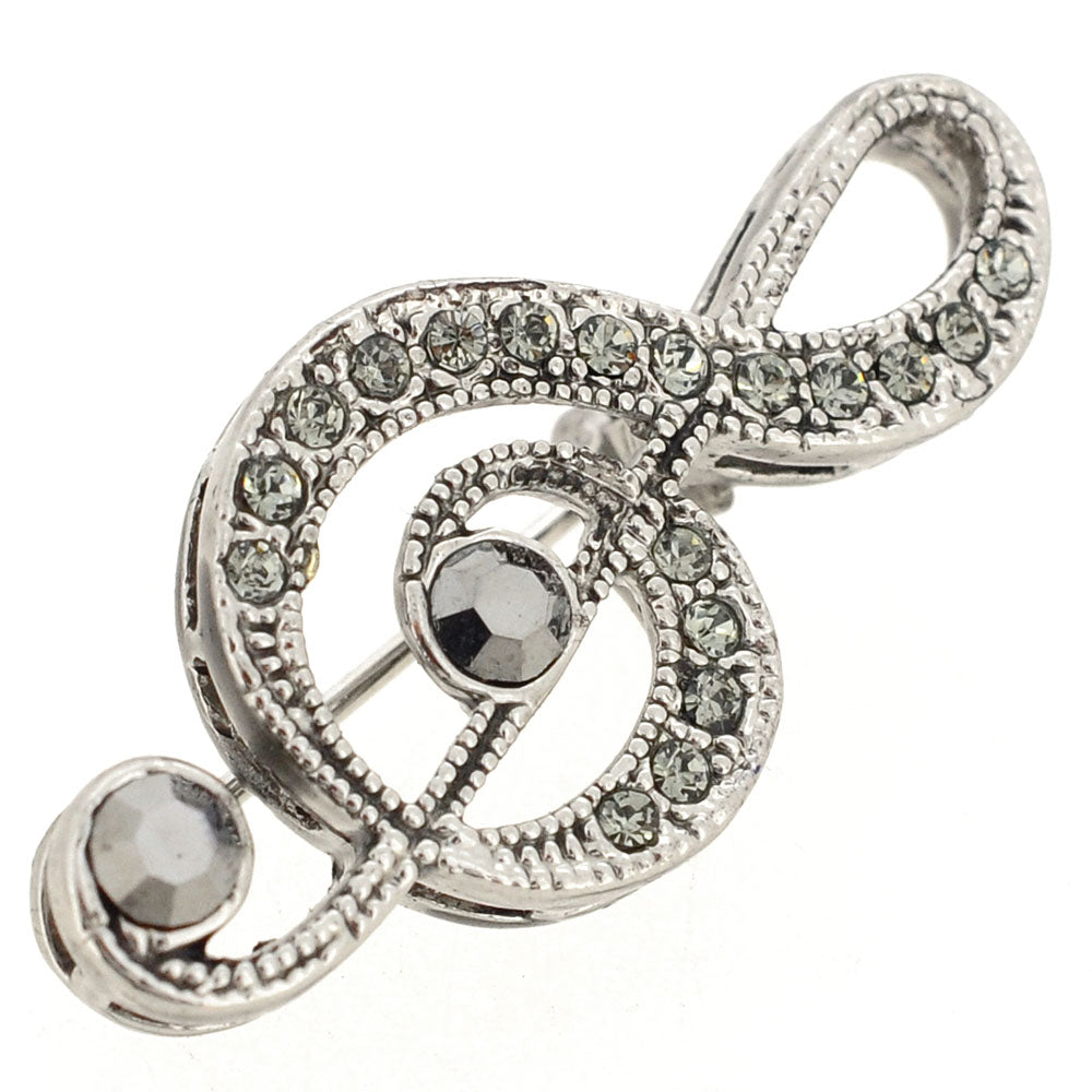 Black Music Note Swarovski Crystal Pin Brooch