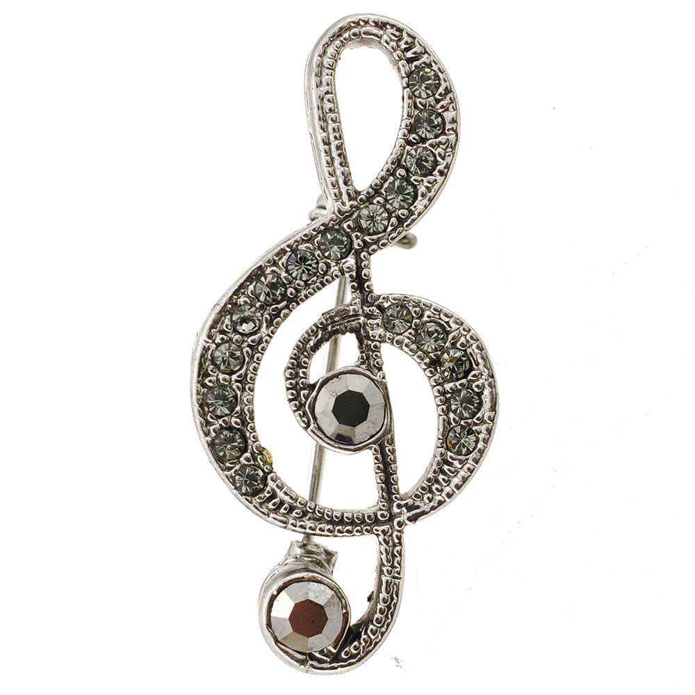 Black Music Note Swarovski Crystal Pin Brooch
