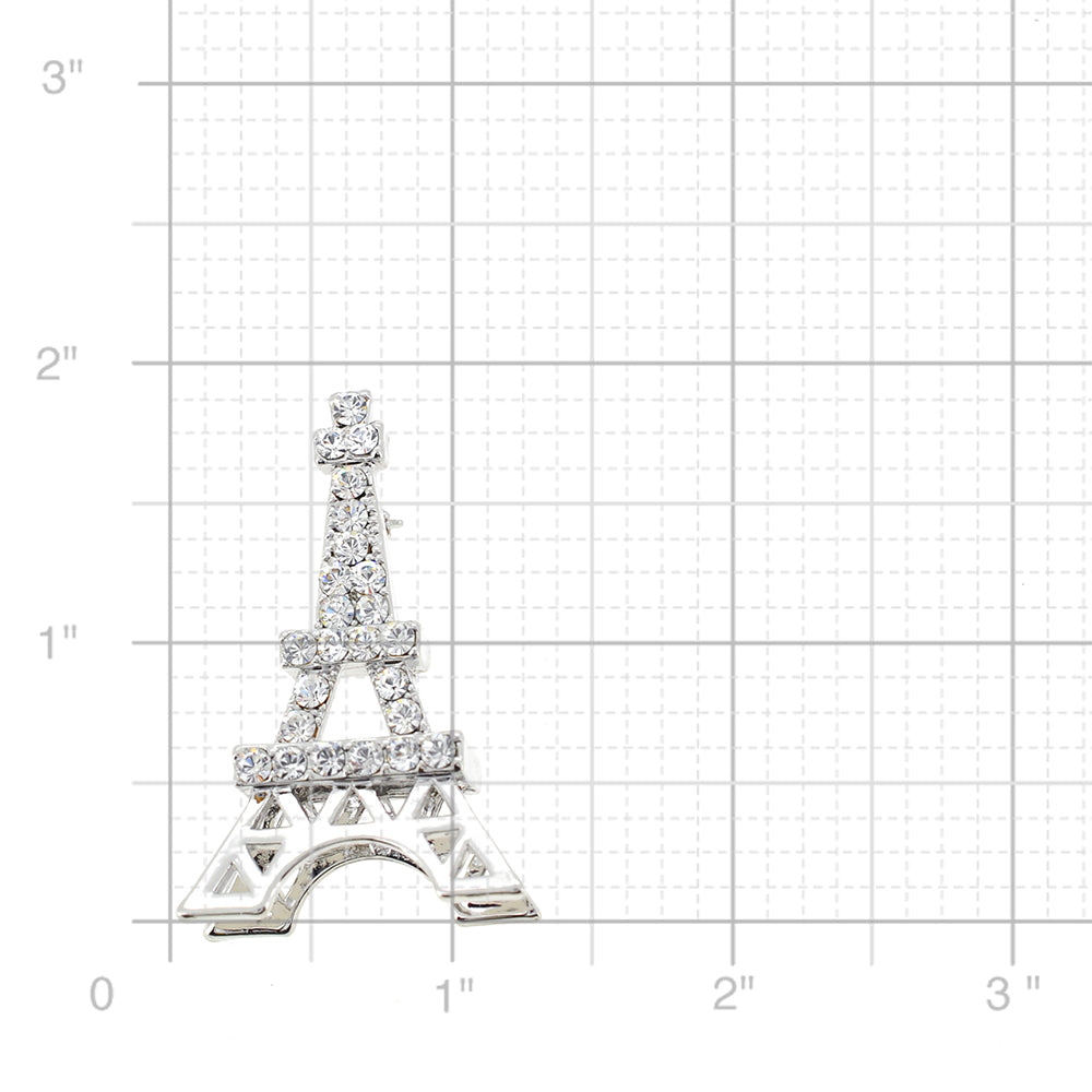 Chrome Paris Eiffel Tower  Swarovski Crystal Pin Brooch and Pendant