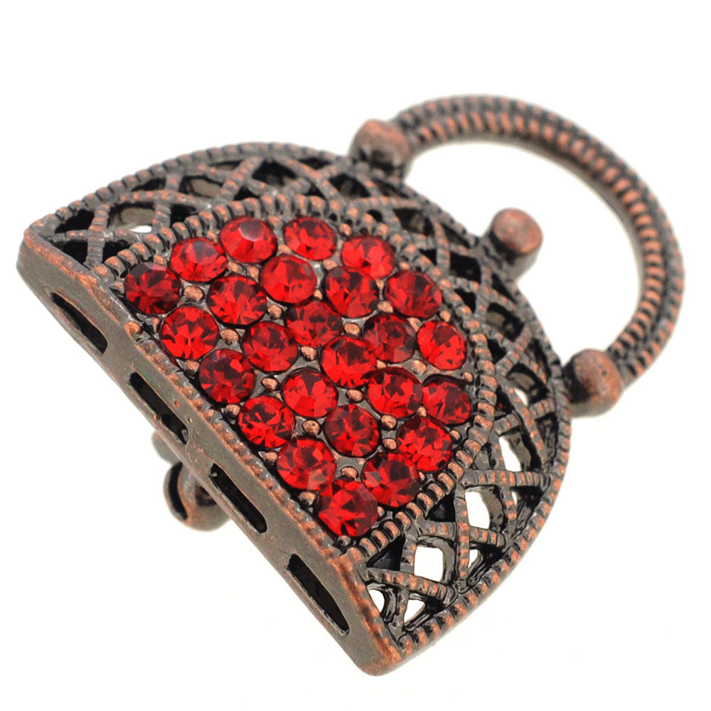 Red Lady Handbag Crystal Pin Brooch