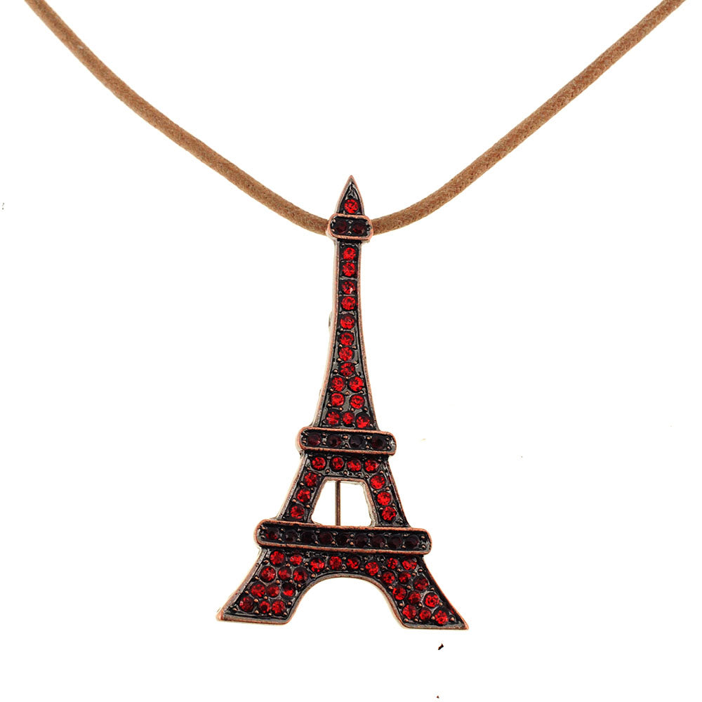 Red Paris Eiffel Tower Crystal Pin Pendant