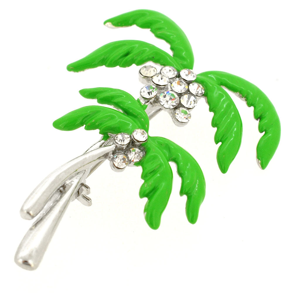 Green Coconut Palm Tree Pin Brooch