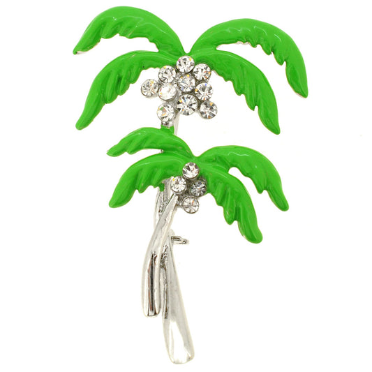 Green Coconut Palm Tree Pin Brooch