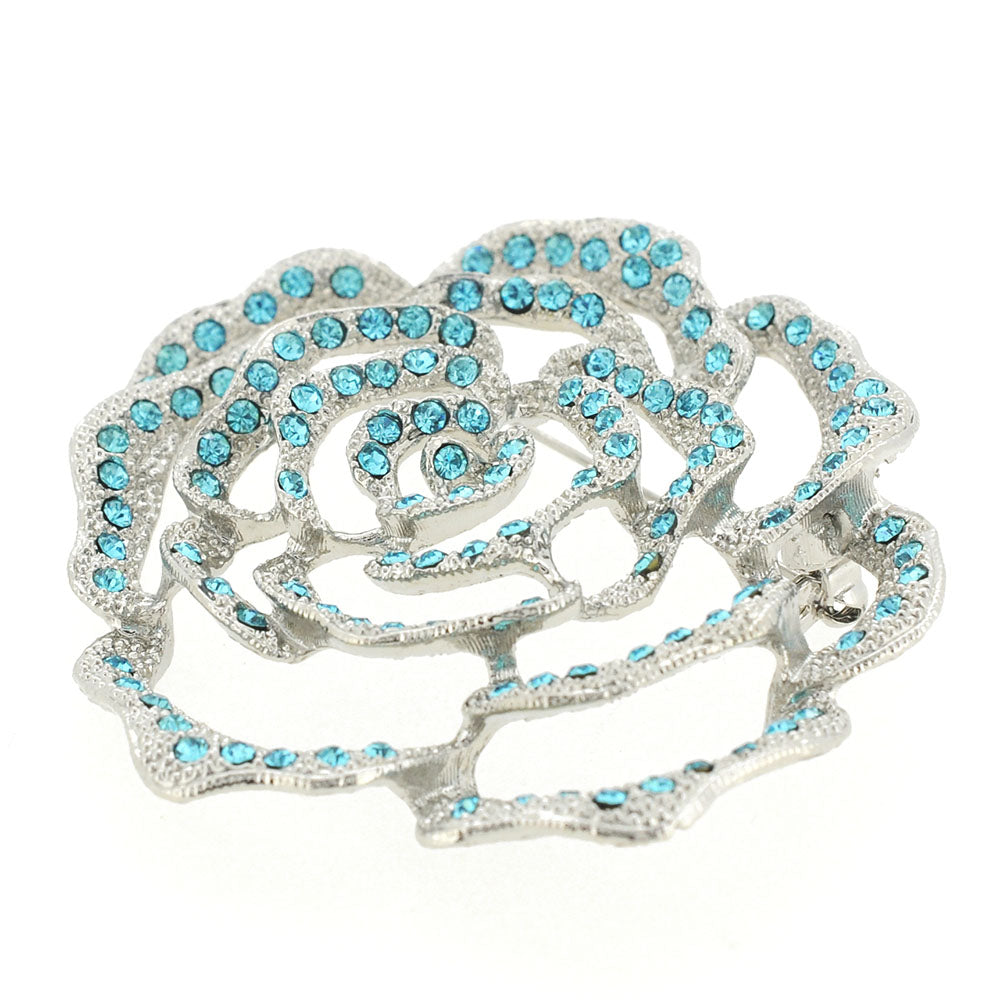 Light Blue Flower Turquoise Crystal Pin Brooch