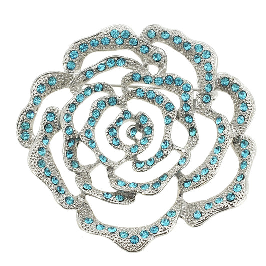 Light Blue Flower Turquoise Crystal Pin Brooch