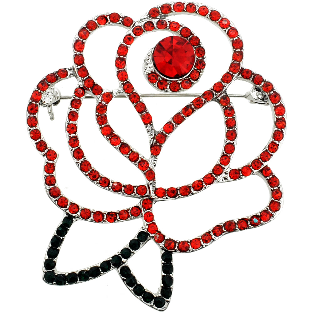 Red Rose Crystal Pin Brooch