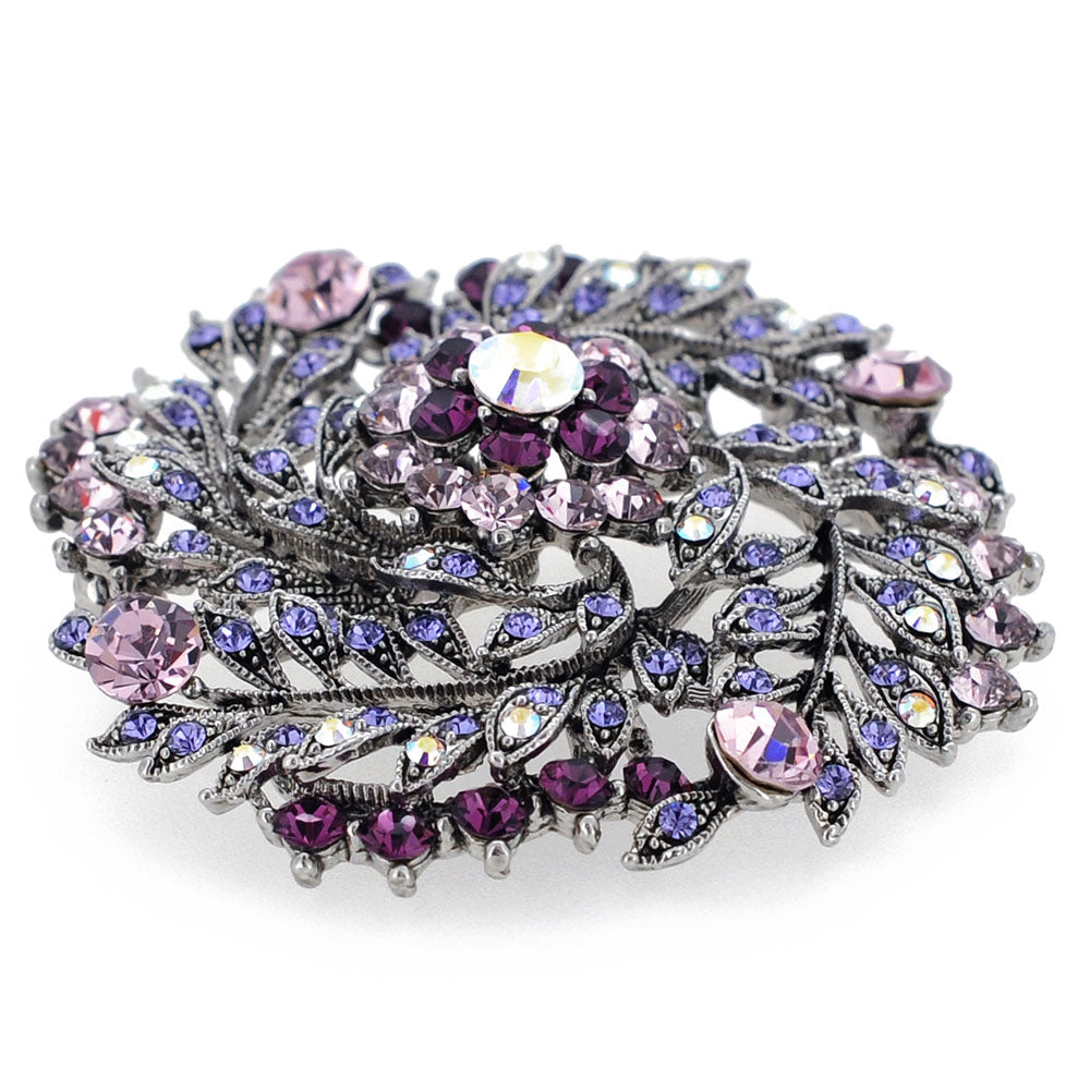 Amethyst Purple Flower Wedding Swarovski Crystal Brooch and Pendant