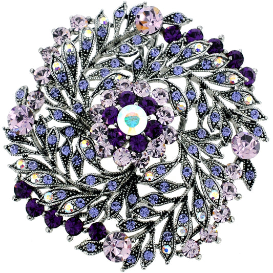 Amethyst Purple Flower Wedding Swarovski Crystal Brooch and Pendant
