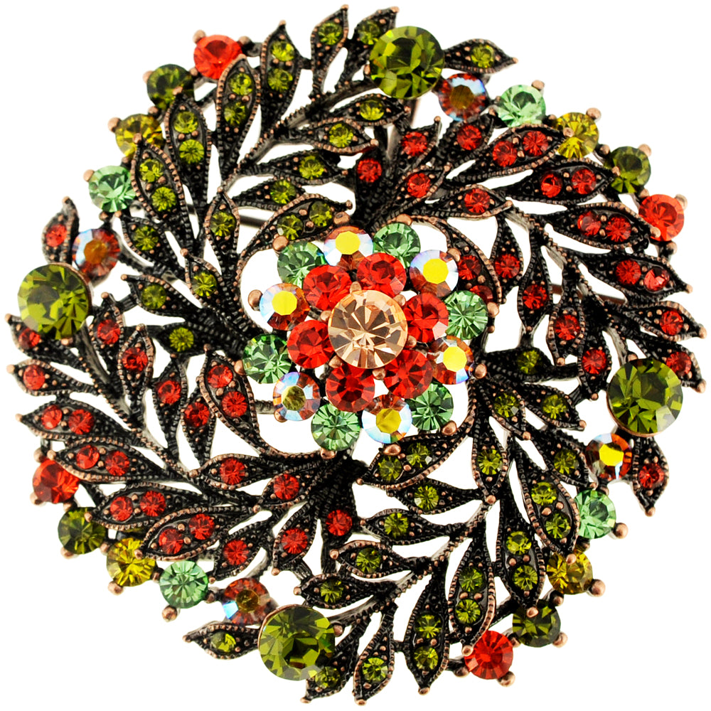 Multicolor Flower Wedding Swarovski Crystal Brooch and Pendant