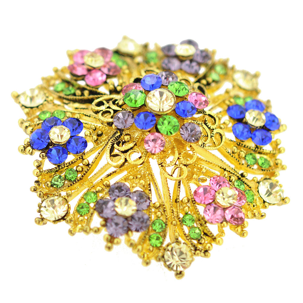 Colorized Crystal Flower Wedding Brooch/Pendant