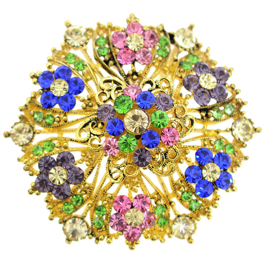 Colorized Crystal Flower Wedding Brooch/Pendant