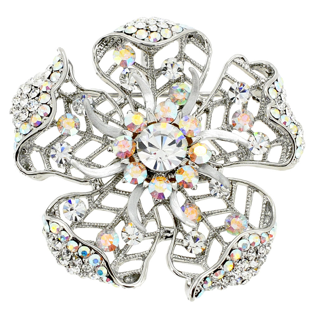 White Flower Wedding Swarovski Crystal Brooch and Pendant
