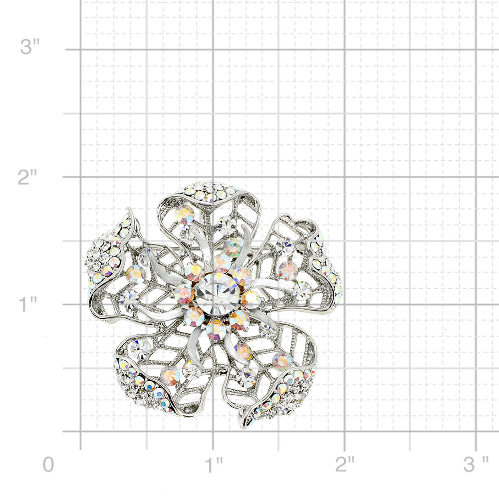 White Flower Wedding Swarovski Crystal Brooch and Pendant