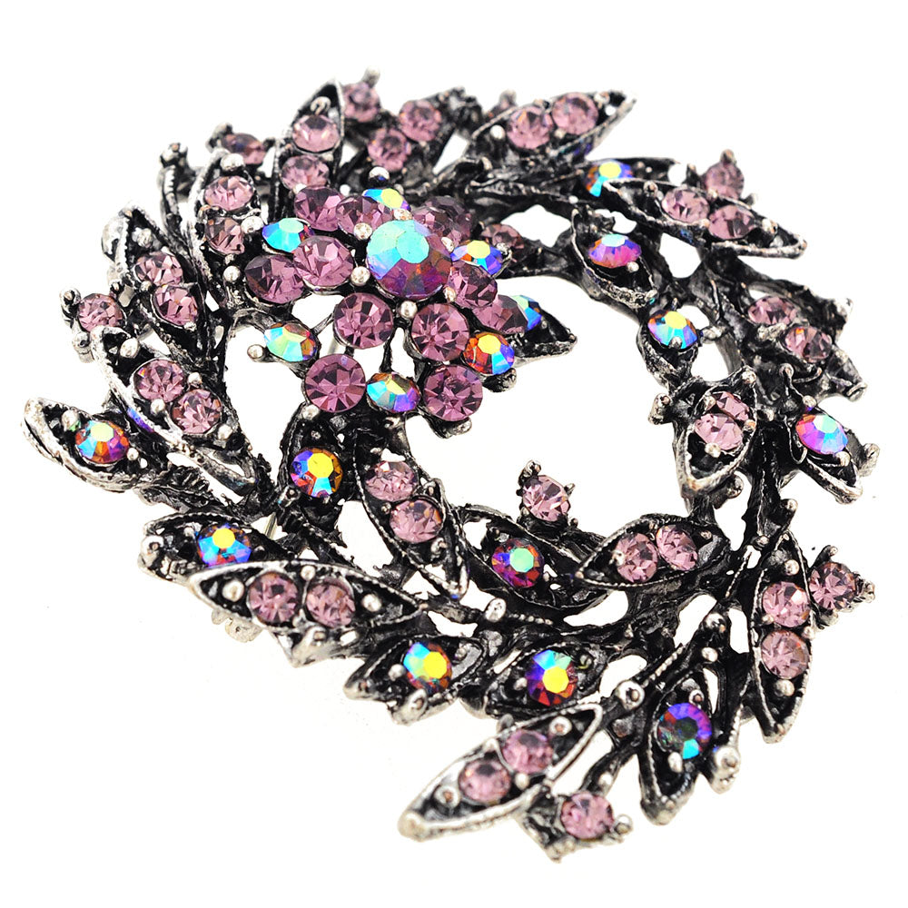 Amethyst Crystal Bridal Flower Wedding Brooch/Pendant