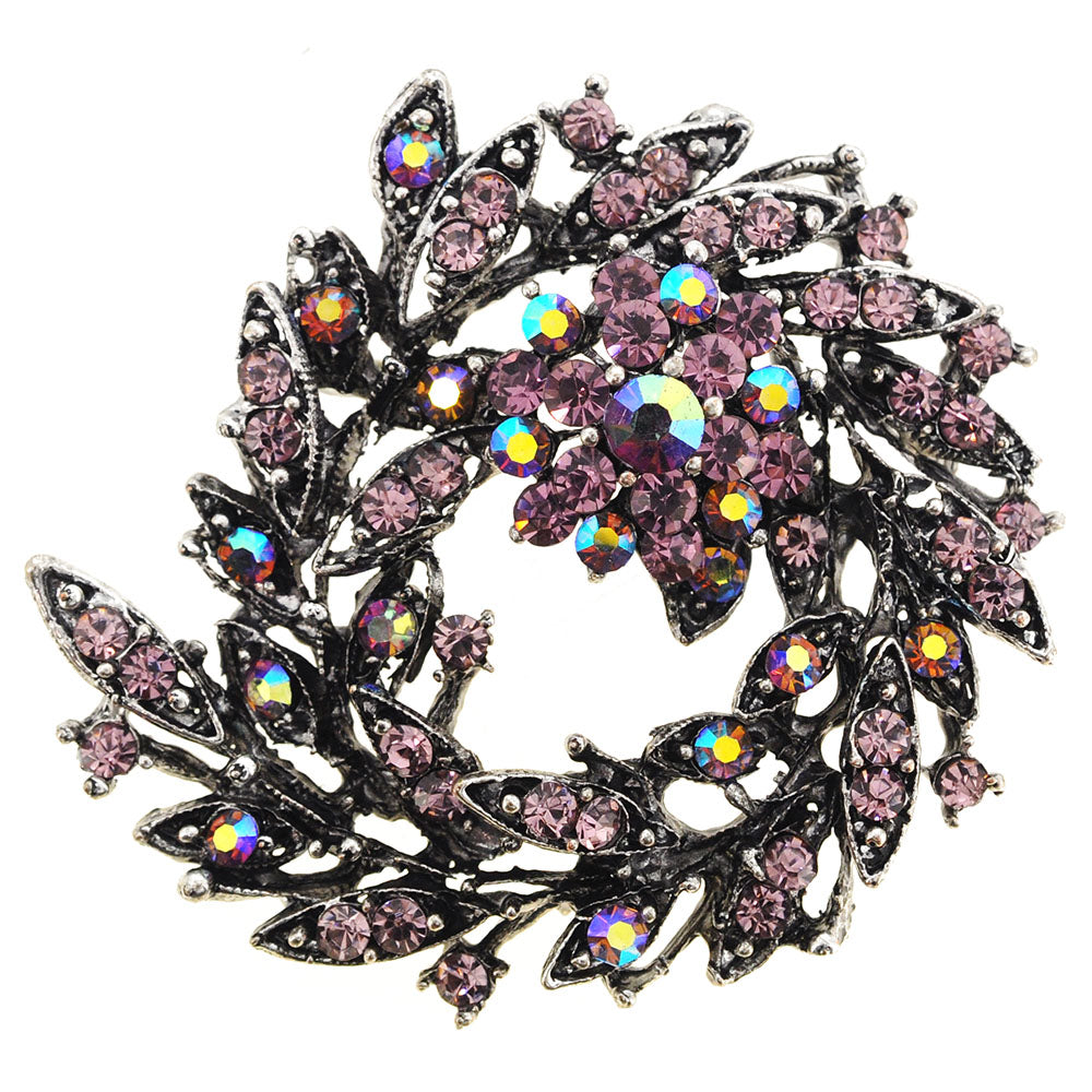 Amethyst Crystal Bridal Flower Wedding Brooch/Pendant