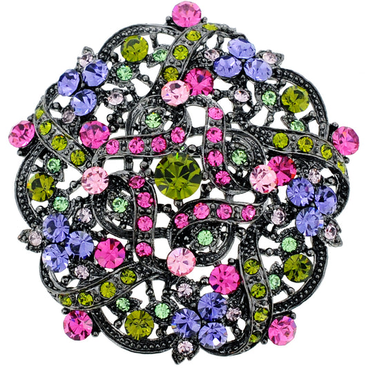 Multicolor Flower Wedding Swarovski Crystal Brooch and Pendant