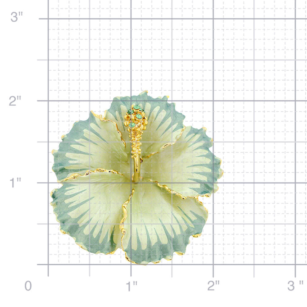 Sea Green Hawaiian Hibiscus Flower Swarovski Crystal Brooch and Pendant