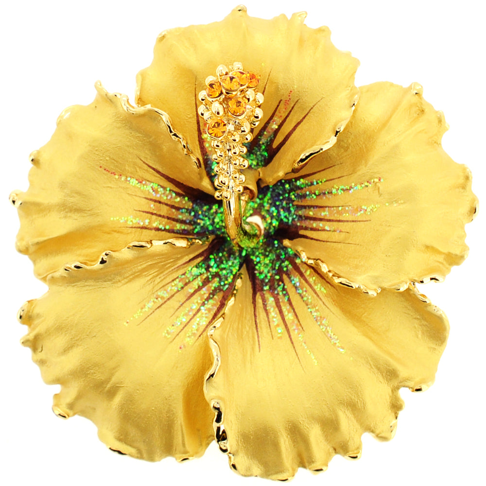 Topaz Hawaiian Hibiscus Swarovski Crystal  Flower Brooch and Pendant