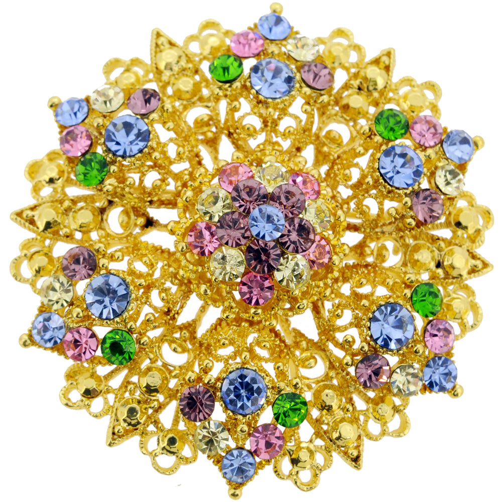 Multicolor Flower Wedding Crystal Brooch and Pendant