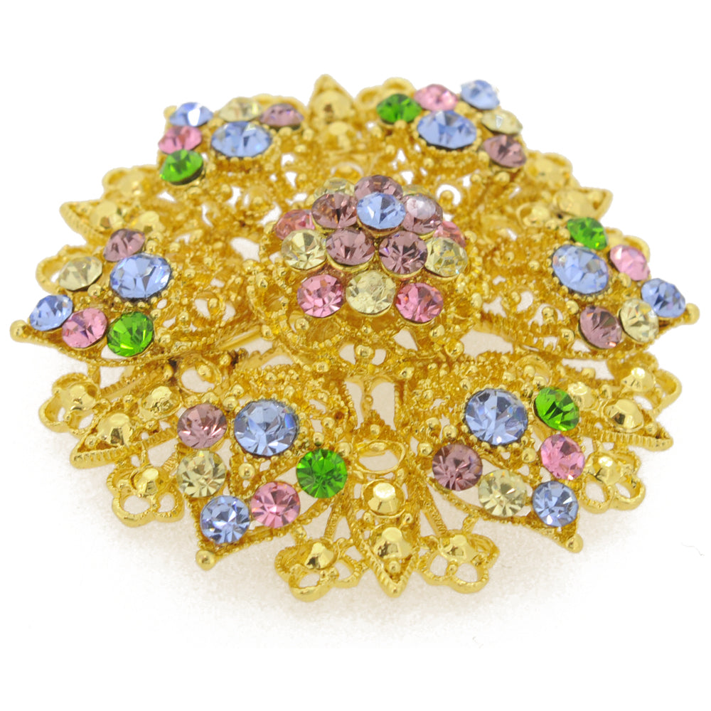 Multicolor Flower Wedding Crystal Brooch and Pendant