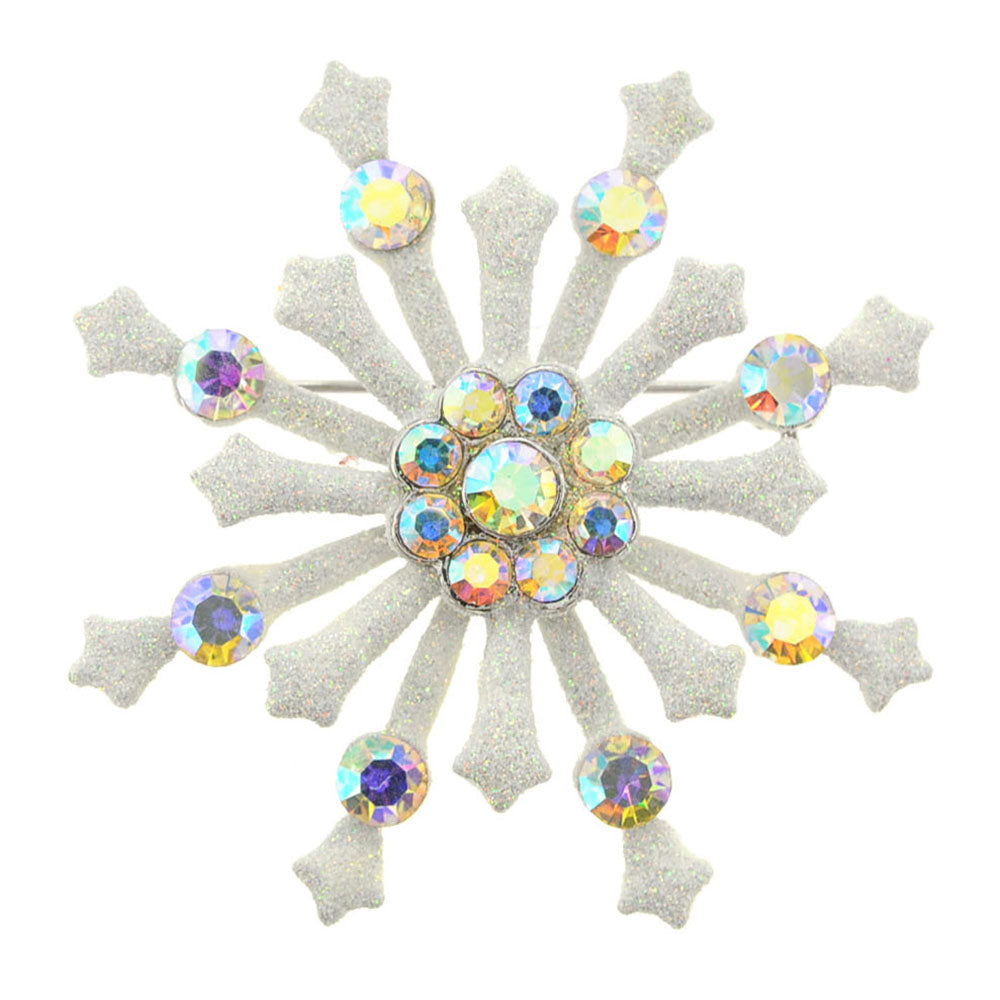 White Snowflake Christmas Pin Brooch