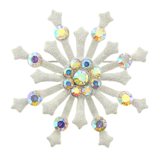 White Snowflake Christmas Pin Brooch