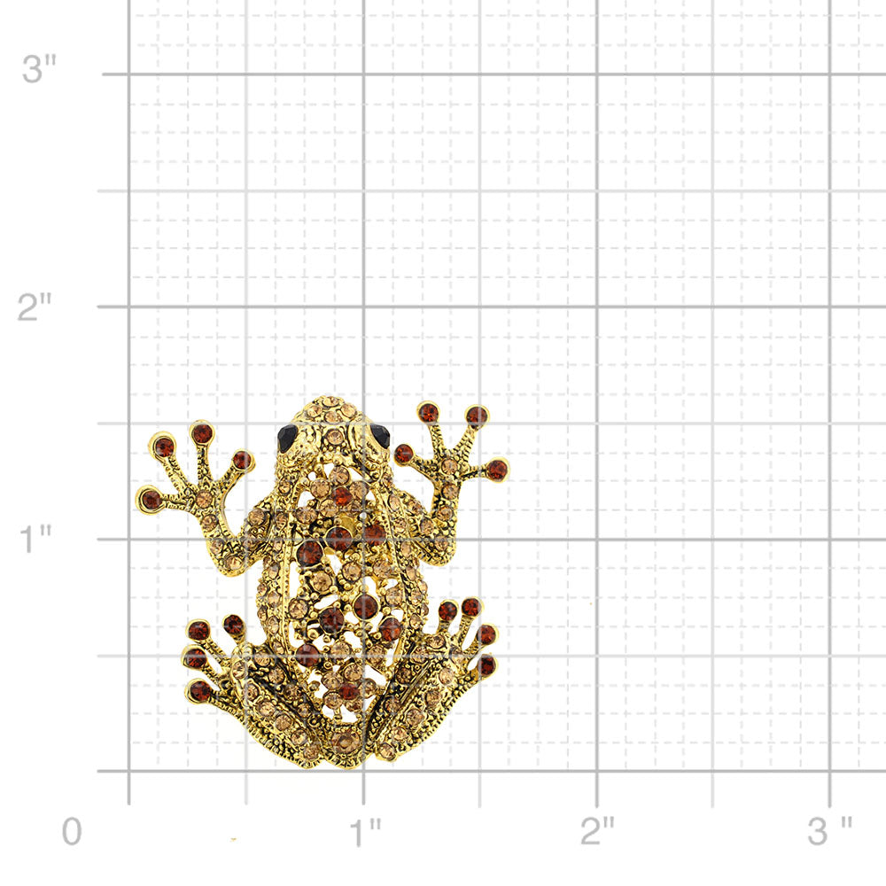 Vintage Style Golden Topaz Frog Pin Brooch