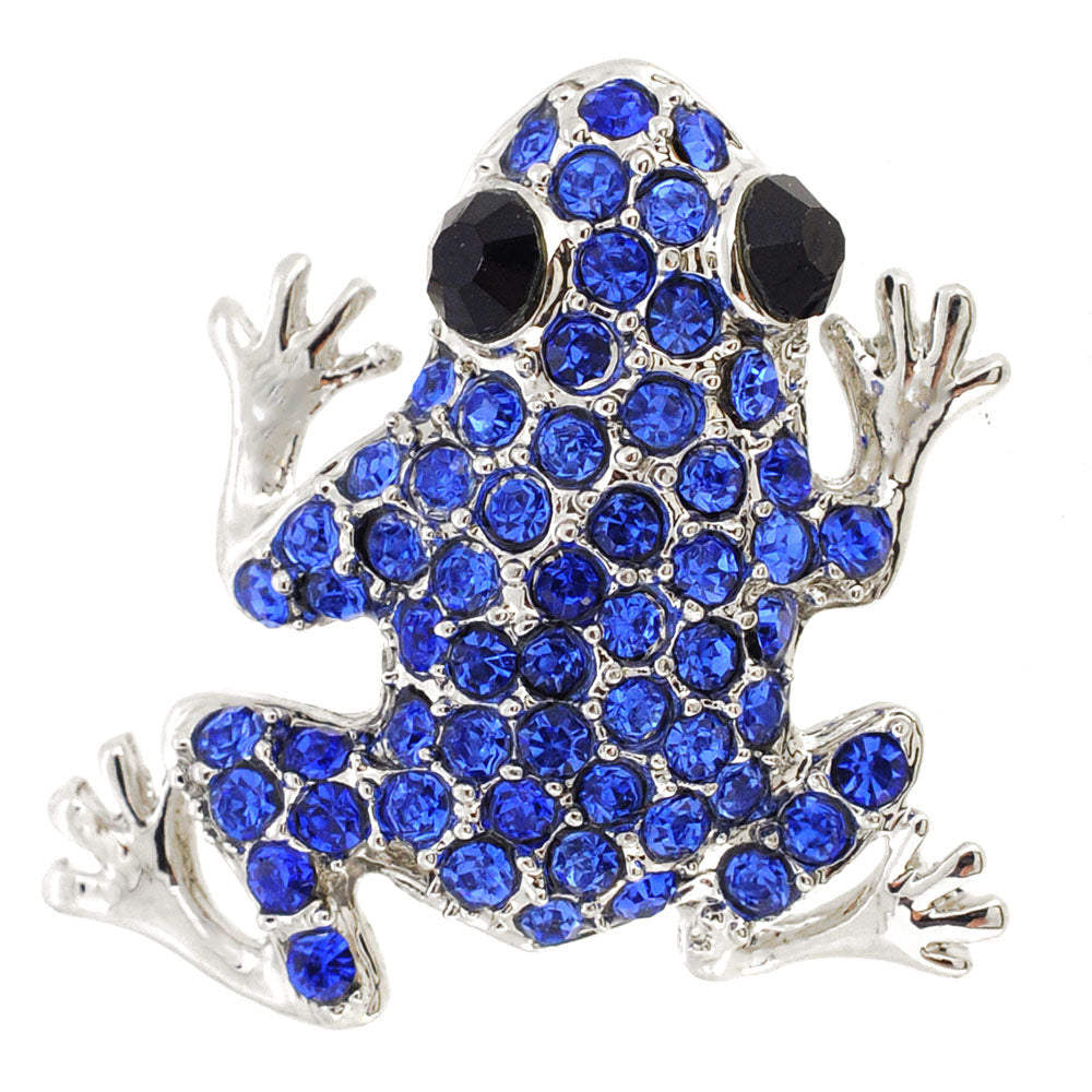 Sapphire Blue Frog Pin Brooch
