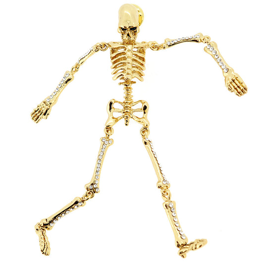 Golden Skeleton Pin Brooch