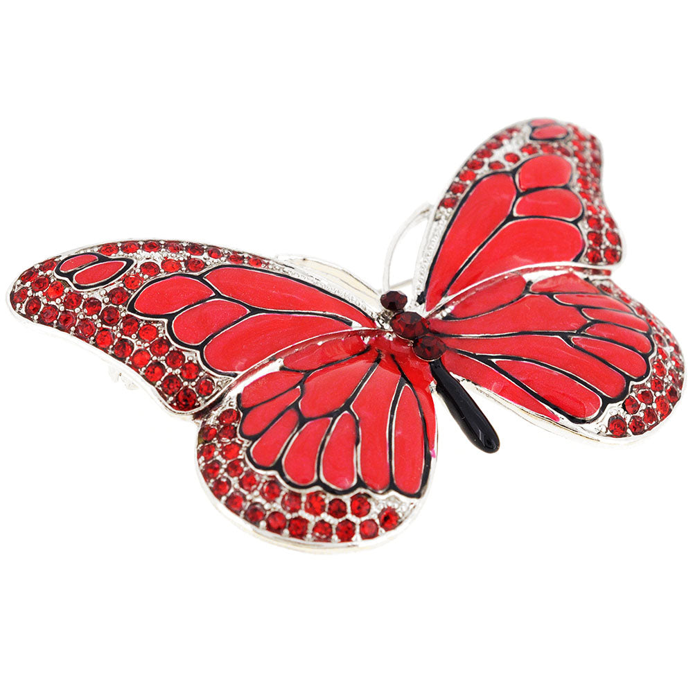 Red Butterfly Crystal Pin Brooch