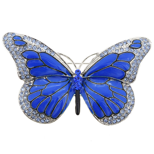 Blue Monarch Butterfly Crystal Pin Brooch