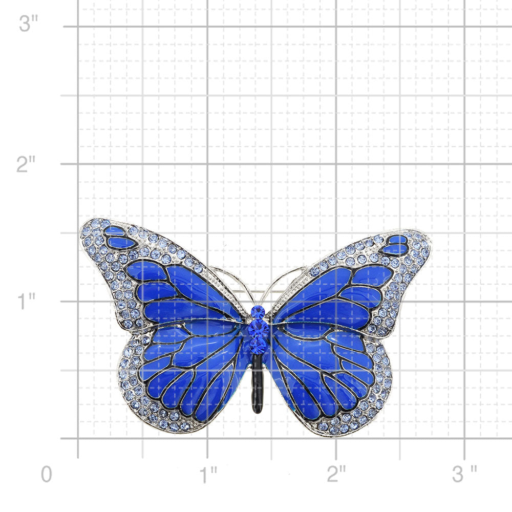 Blue Monarch Butterfly Crystal Pin Brooch