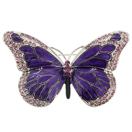 Amethyst Purple Butterfly Crystal Pin Brooch