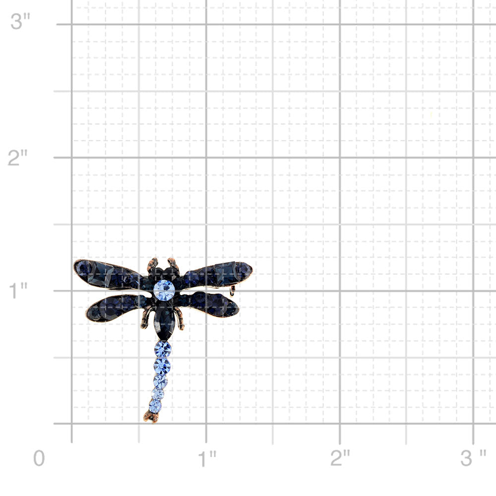 Vintage Style Montana Blue Crystal Dragonfly Pin Brooch