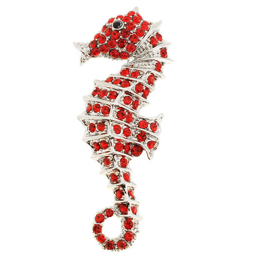 Red Seahorse Crystal Pin Brooch