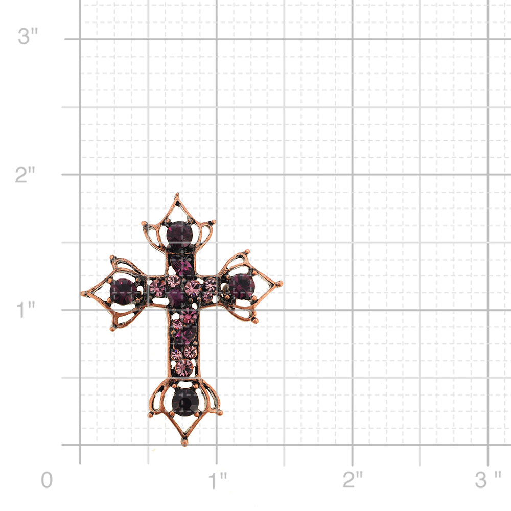 Vintage Style Amethyst Crystal Cross Brooch and Pendant