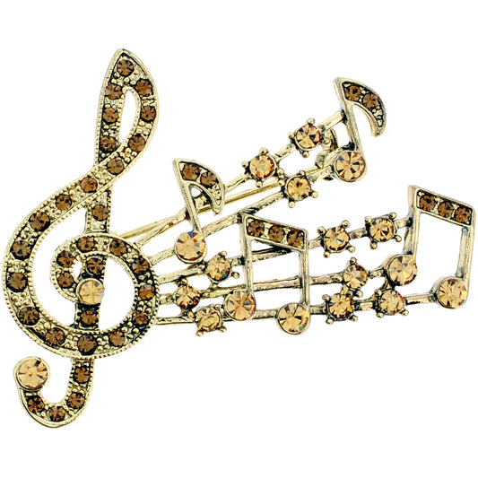 Topaz Golden Crystal Music Notes Pin