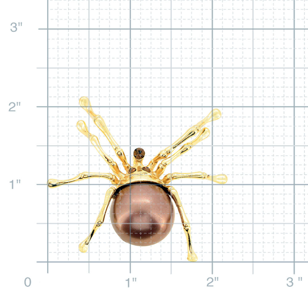 Brown Pearl Belly Spider Pin