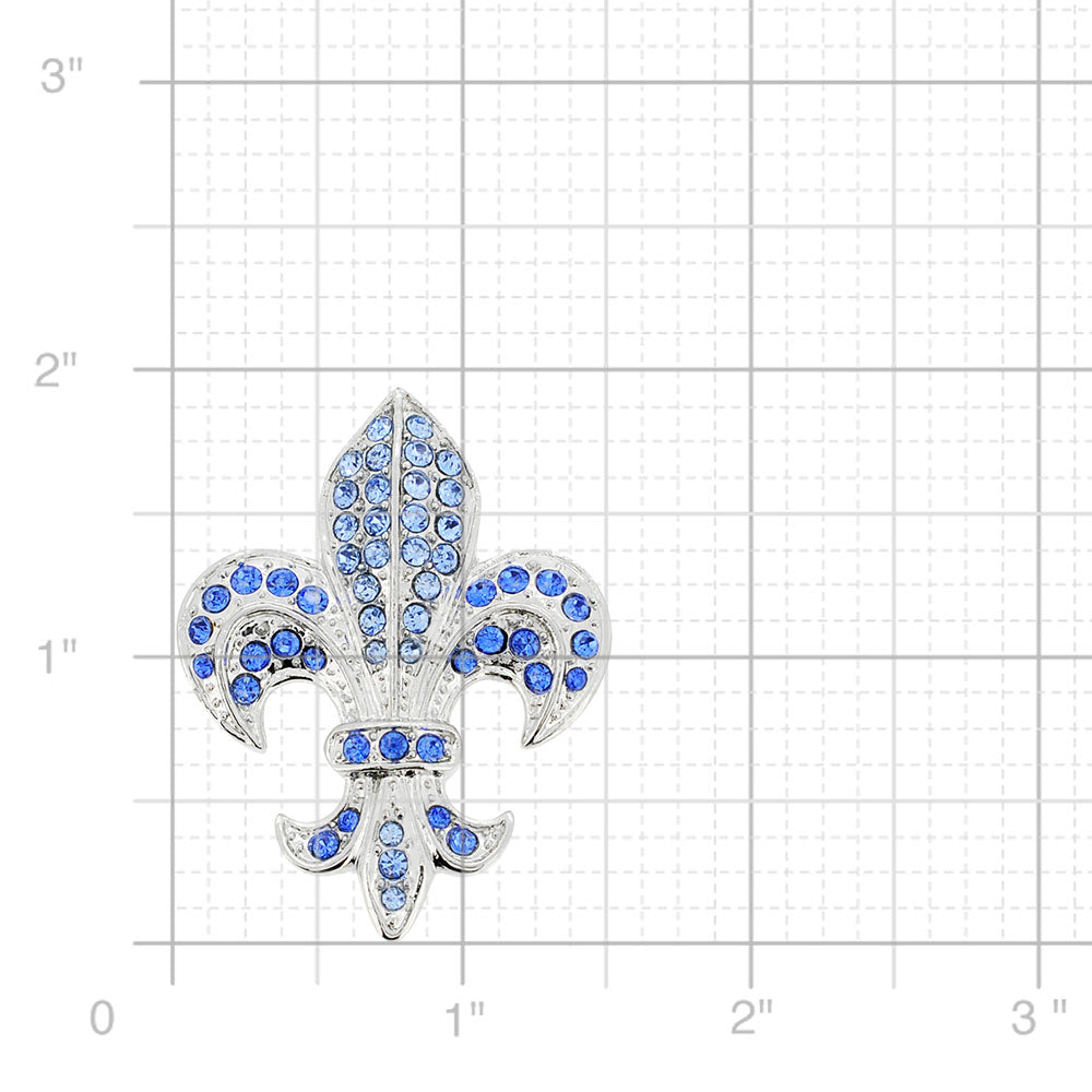 Sapphire Blue Fleur-De-Lis Symbol Brooch and Pendant