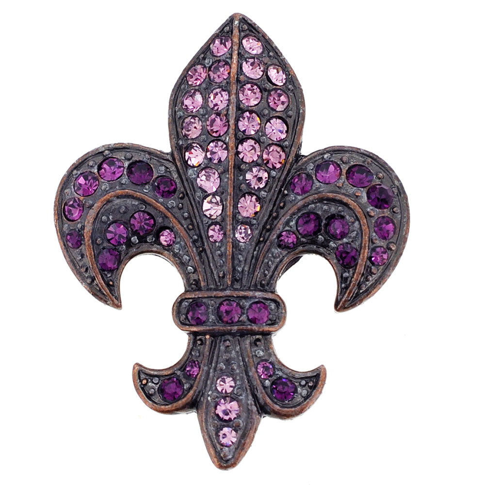 Purple Amethyst Fleur-De-Lis Crystal Brooch and Pendant