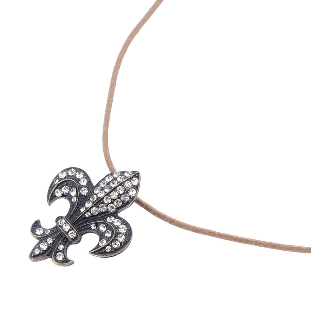 Brass Fleur-De-Lis Symbol Brooch Pendant