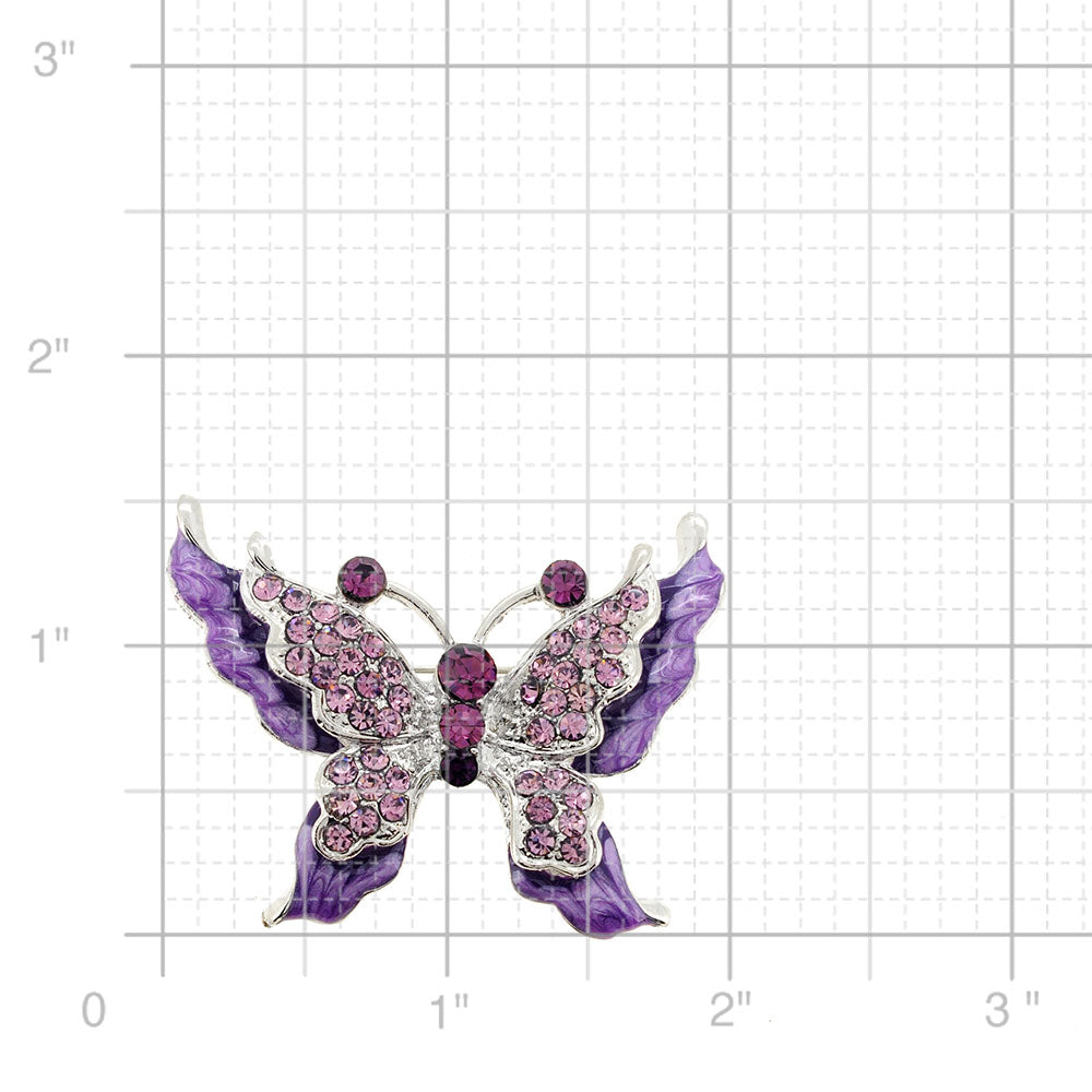 Amethyst Purple Marble Butterfly Crystal Pin Brooch