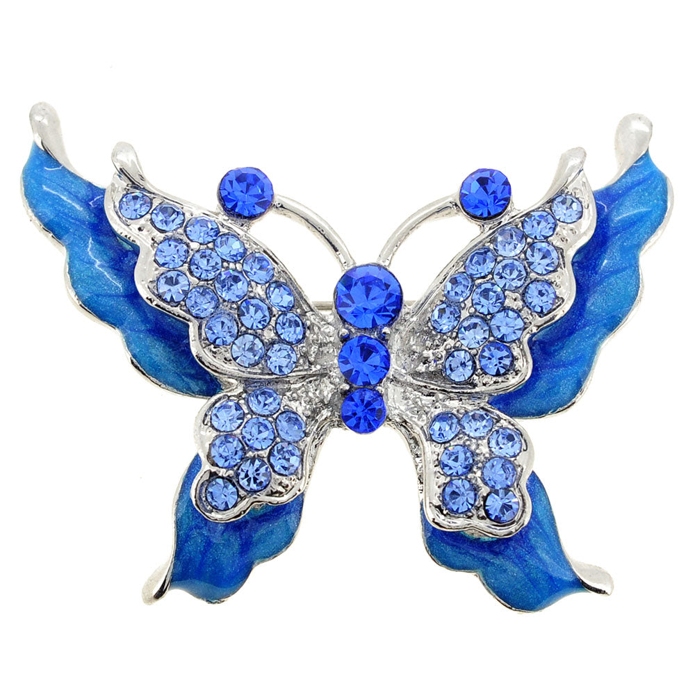 Blue Butterfly Crystal Pin Brooch