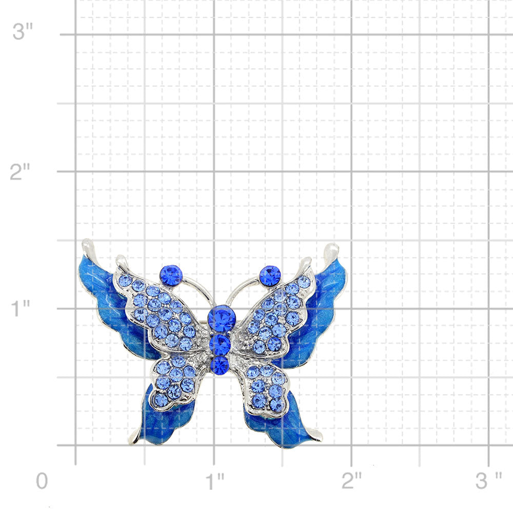 Blue Butterfly Crystal Pin Brooch