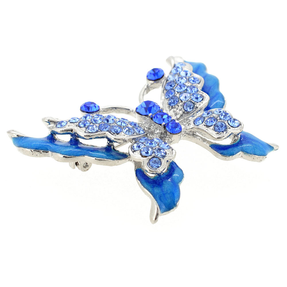 Blue Butterfly Crystal Pin Brooch