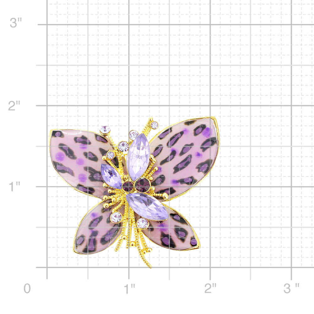 Purple Amethyst Cheetah Butterfly Brooch Pin