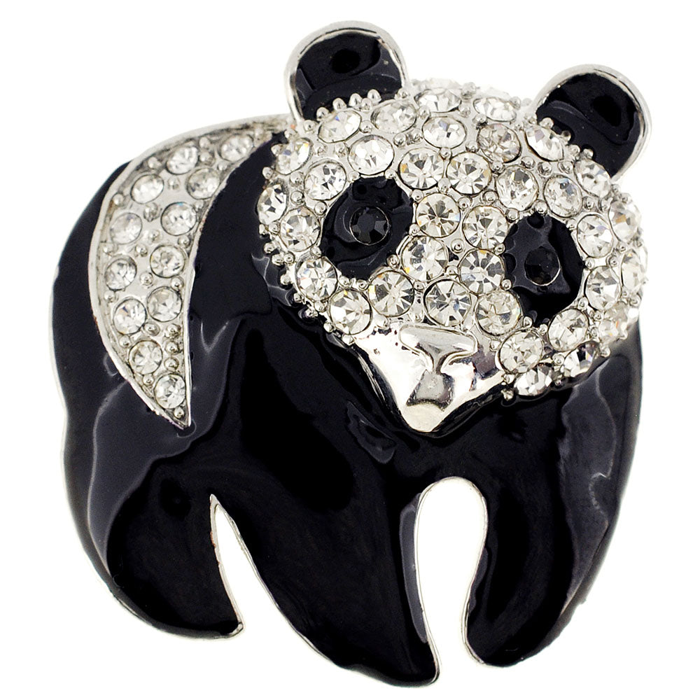Black White Panda Crystal Pin Brooch