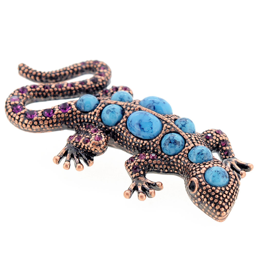 Vintage Style Amethyst Crystal Lizard Pin Brooch